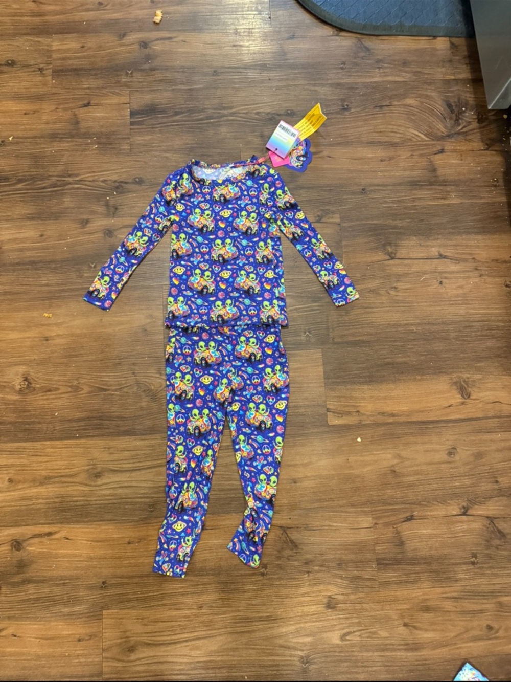 Posh Peanut Lisa Frank Zoomer & Zorbit Alien Long Sleeve Pajamas